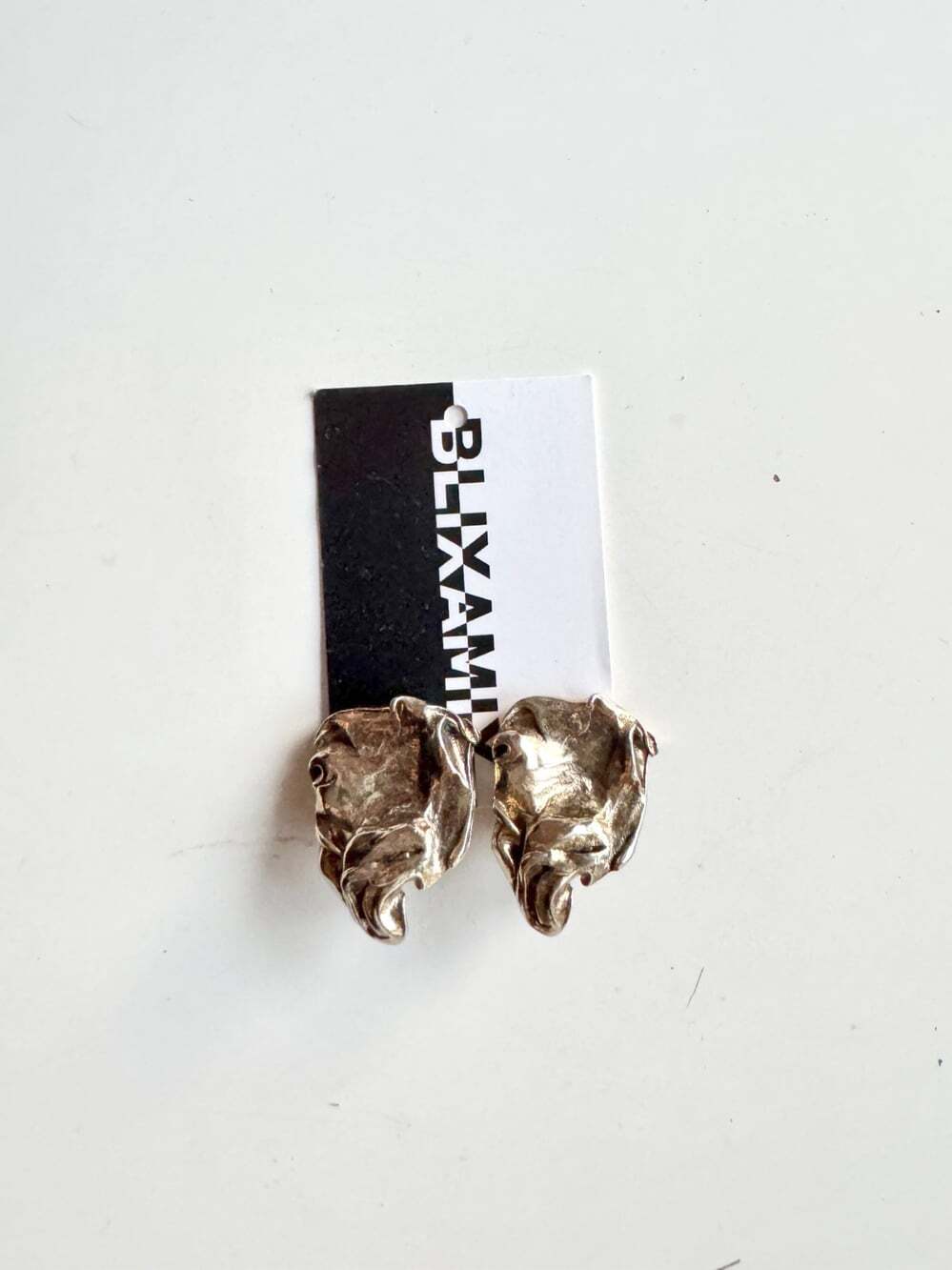 Vintage Gold Tone Chunky Heavyweight Brutalist Nugget Clip On Earrings